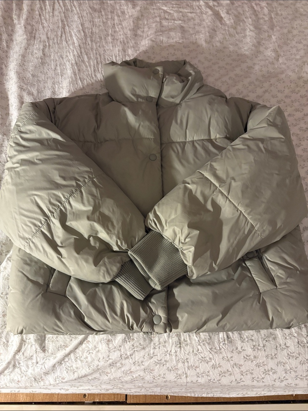 American Eagle Outfitters Light Olive Puffer Jacket